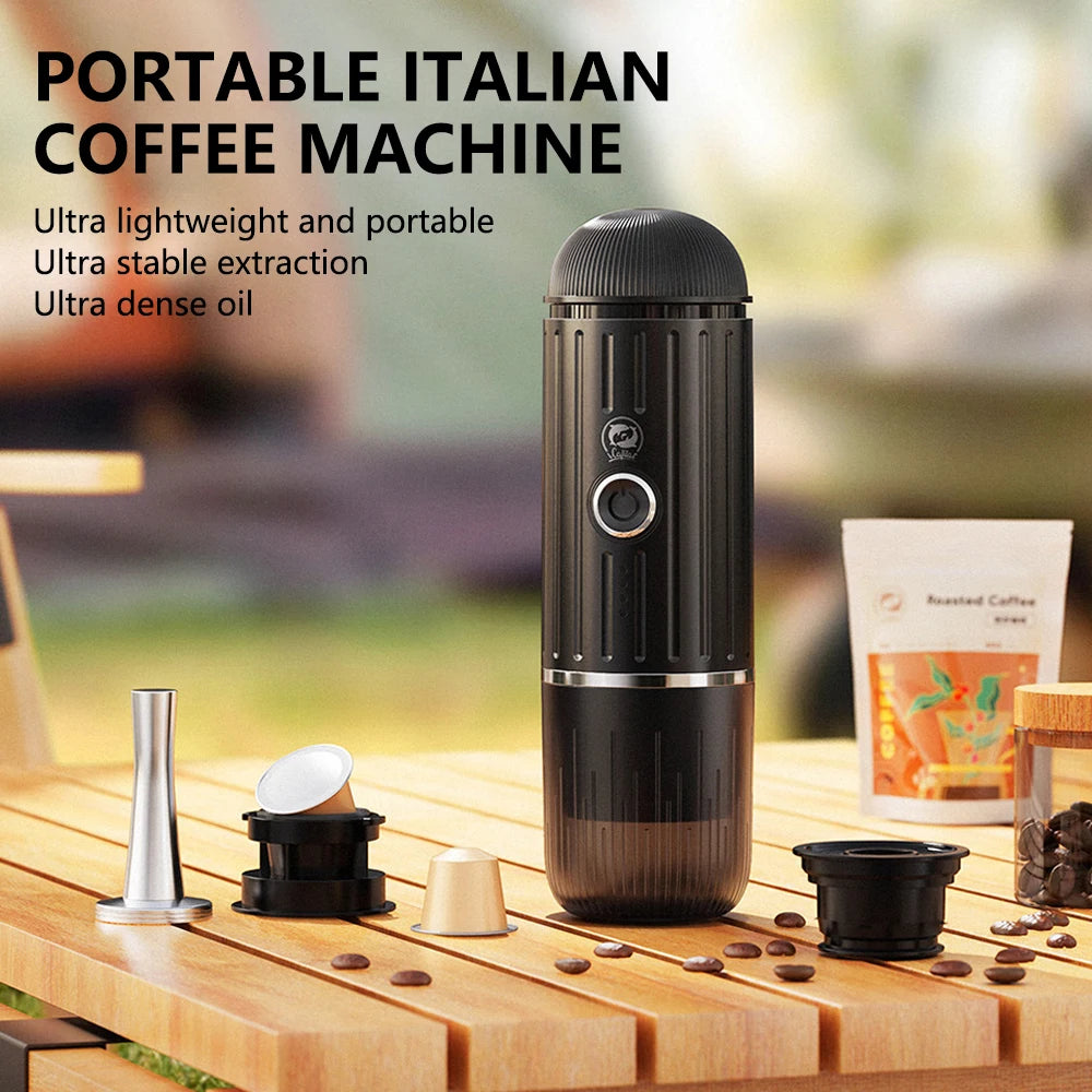 Icafilas ME2218 Mini 2-In-1 Italian Capsule Coffee Machine Fully Automatic Heating and Grinding Portable Outdoor Sports Tour