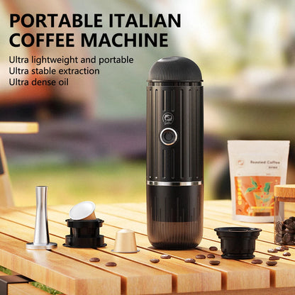 Icafilas ME2218 Mini 2-In-1 Italian Capsule Coffee Machine Fully Automatic Heating and Grinding Portable Outdoor Sports Tour