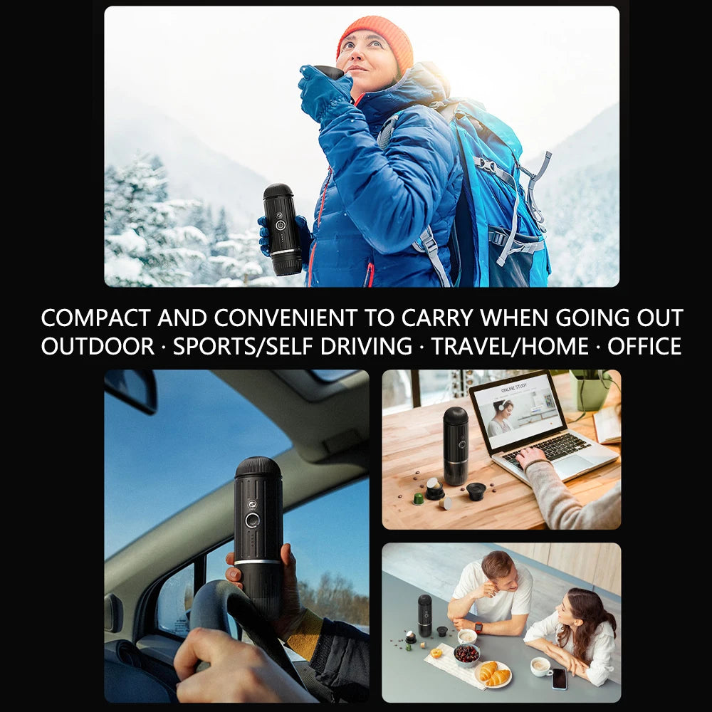 Icafilas ME2218 Mini 2-In-1 Italian Capsule Coffee Machine Fully Automatic Heating and Grinding Portable Outdoor Sports Tour